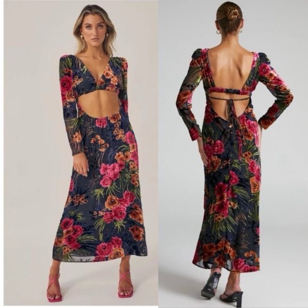 WewWoreWhat velvet cutout midi dress